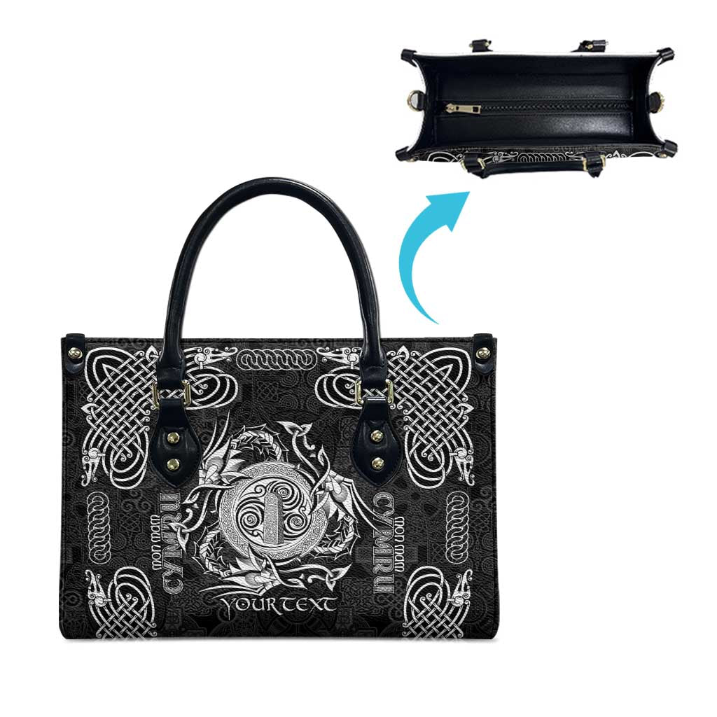 Personalized Anglesey Ynys Mon Leather Bag Black Standing Stone Celtic-inspired - Wonder Print Shop