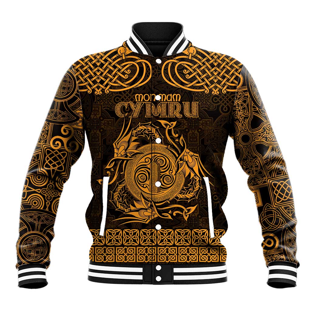 Personalized Anglesey Ynys Mon Baseball Jacket Gold Standing Stone Celtic-inspired - Wonder Print Shop