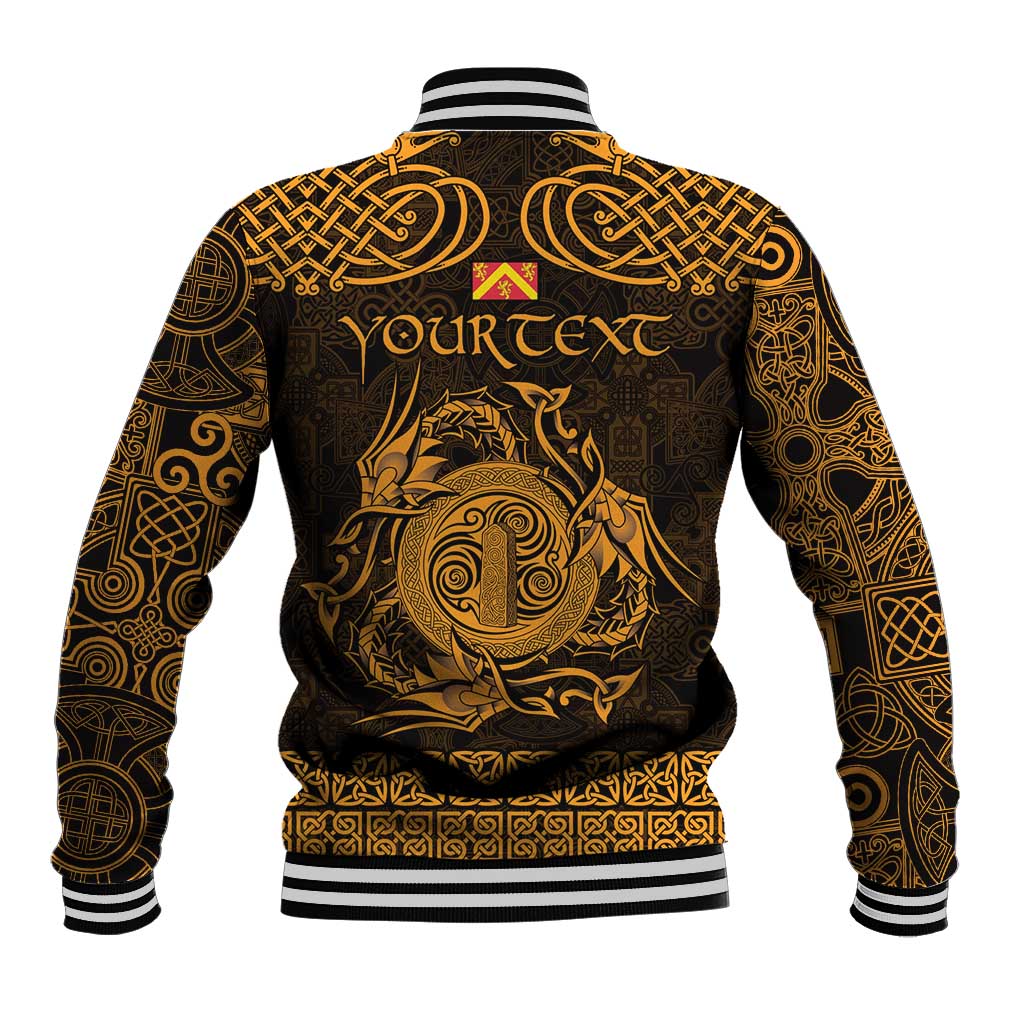 Personalized Anglesey Ynys Mon Baseball Jacket Gold Standing Stone Celtic-inspired - Wonder Print Shop