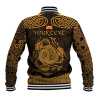 Personalized Anglesey Ynys Mon Baseball Jacket Gold Standing Stone Celtic-inspired - Wonder Print Shop