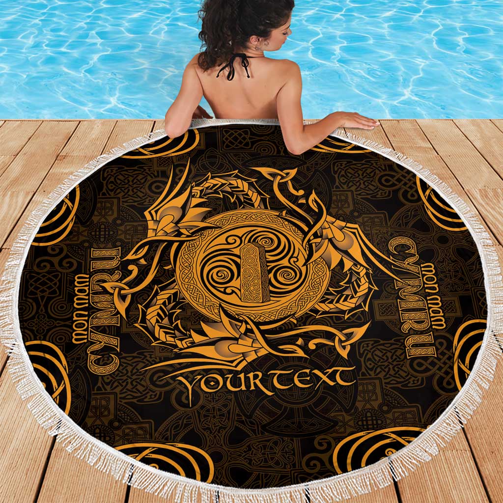 Personalized Anglesey Ynys Mon Beach Blanket Gold Standing Stone Celtic-inspired - Wonder Print Shop