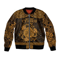 Personalized Anglesey Ynys Mon Bomber Jacket Gold Standing Stone Celtic-inspired - Wonder Print Shop