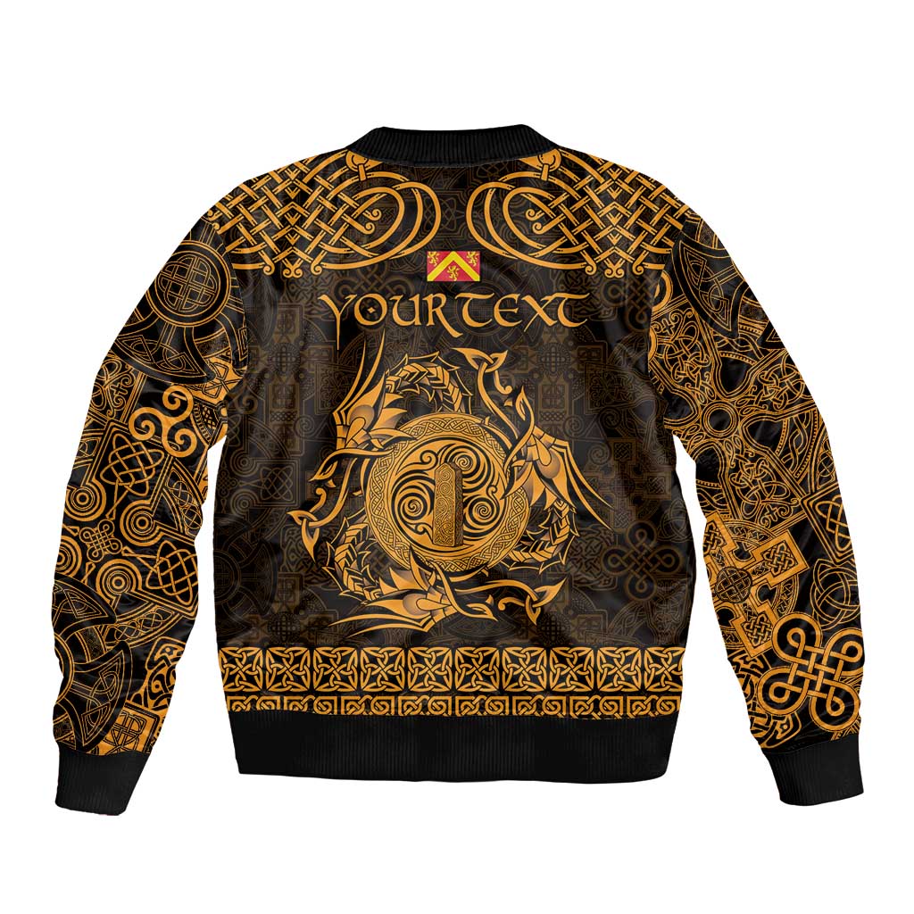 Personalized Anglesey Ynys Mon Bomber Jacket Gold Standing Stone Celtic-inspired - Wonder Print Shop