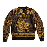 Personalized Anglesey Ynys Mon Bomber Jacket Gold Standing Stone Celtic-inspired - Wonder Print Shop