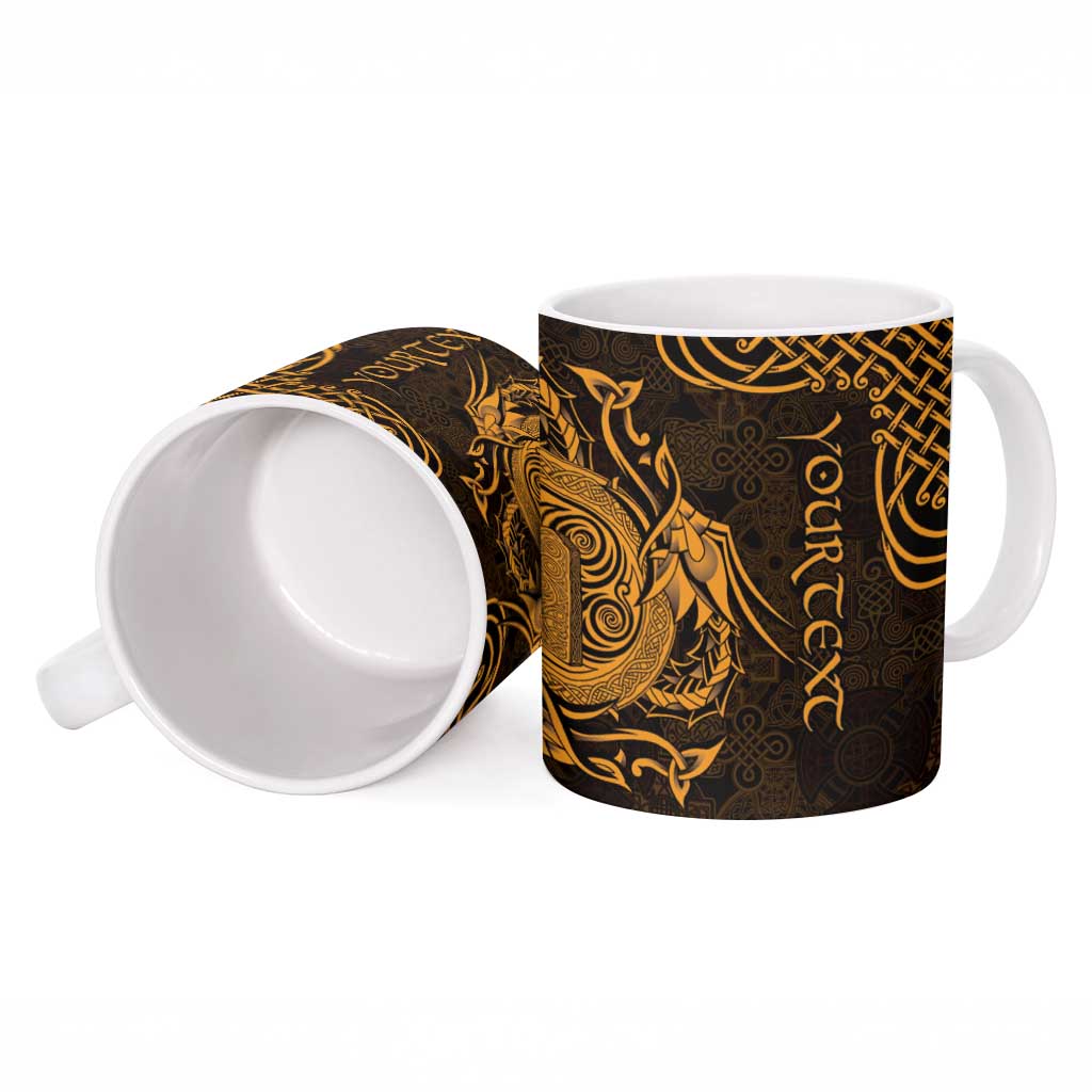Personalized Anglesey Ynys Mon Ceramic Mug Gold Standing Stone Celtic-inspired - Wonder Print Shop
