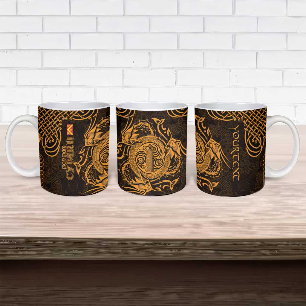 Personalized Anglesey Ynys Mon Ceramic Mug Gold Standing Stone Celtic-inspired - Wonder Print Shop