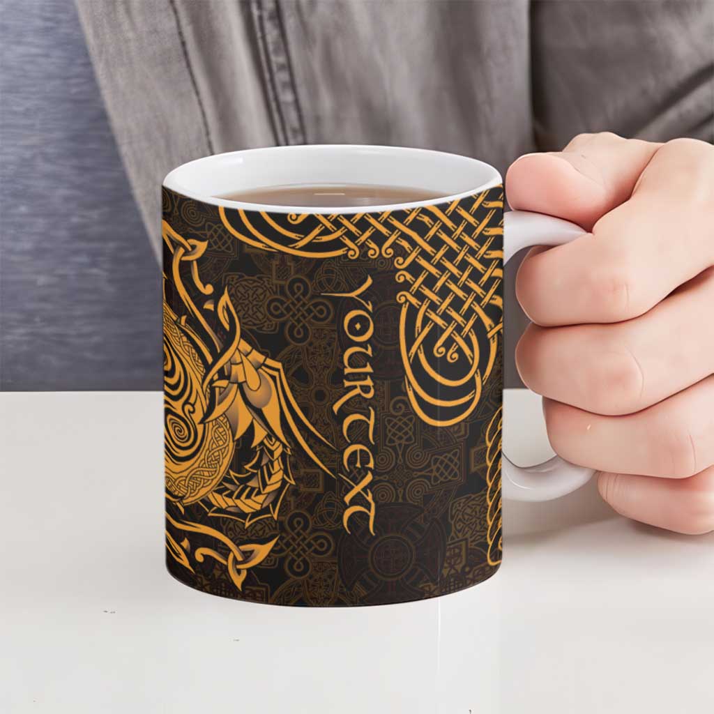Personalized Anglesey Ynys Mon Ceramic Mug Gold Standing Stone Celtic-inspired - Wonder Print Shop
