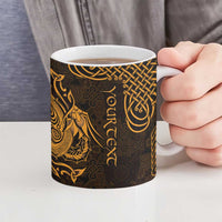Personalized Anglesey Ynys Mon Ceramic Mug Gold Standing Stone Celtic-inspired - Wonder Print Shop