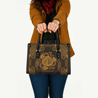 Personalized Anglesey Ynys Mon Leather Bag Gold Standing Stone Celtic-inspired - Wonder Print Shop