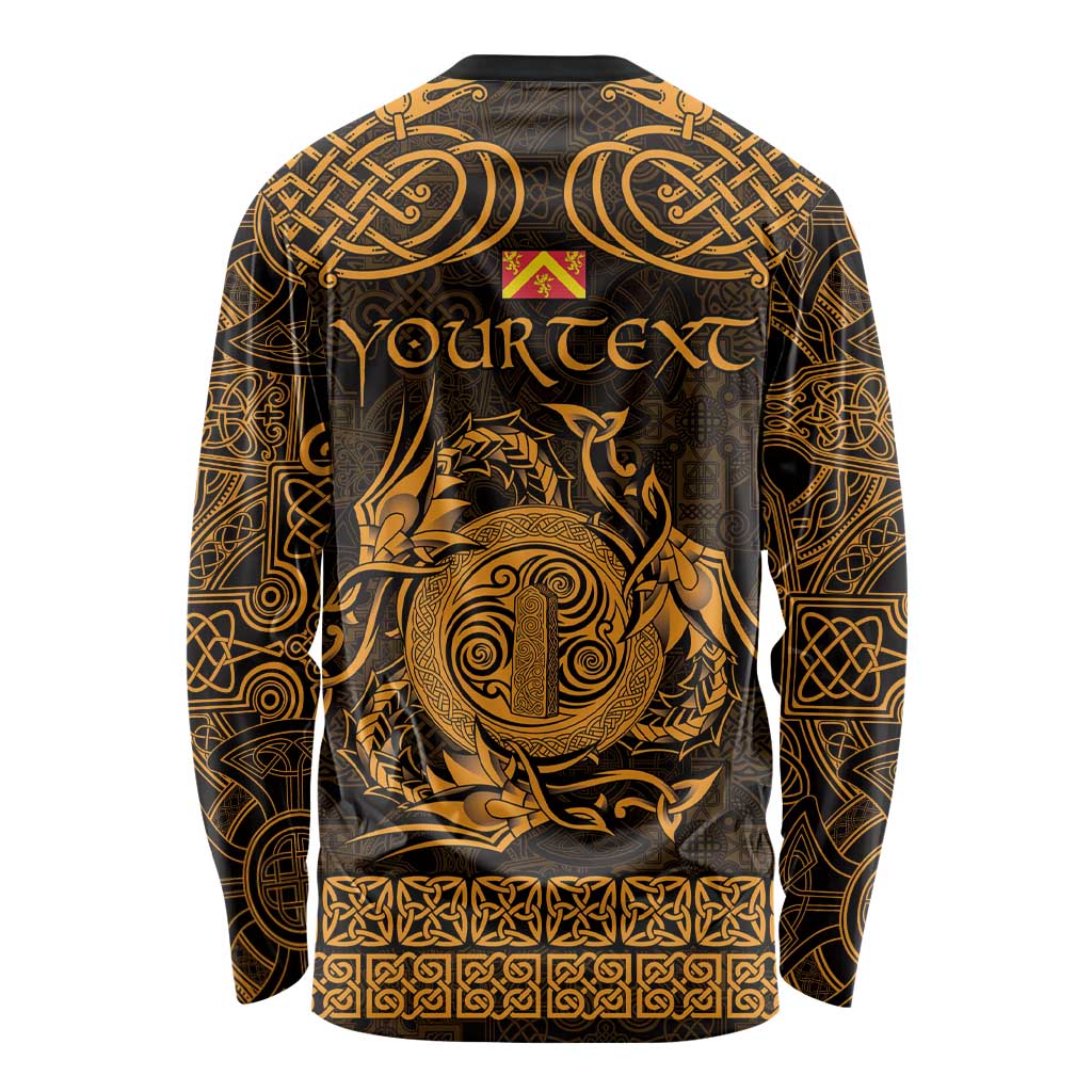 Personalized Anglesey Ynys Mon Long Sleeve Shirt Gold Standing Stone Celtic-inspired - Wonder Print Shop