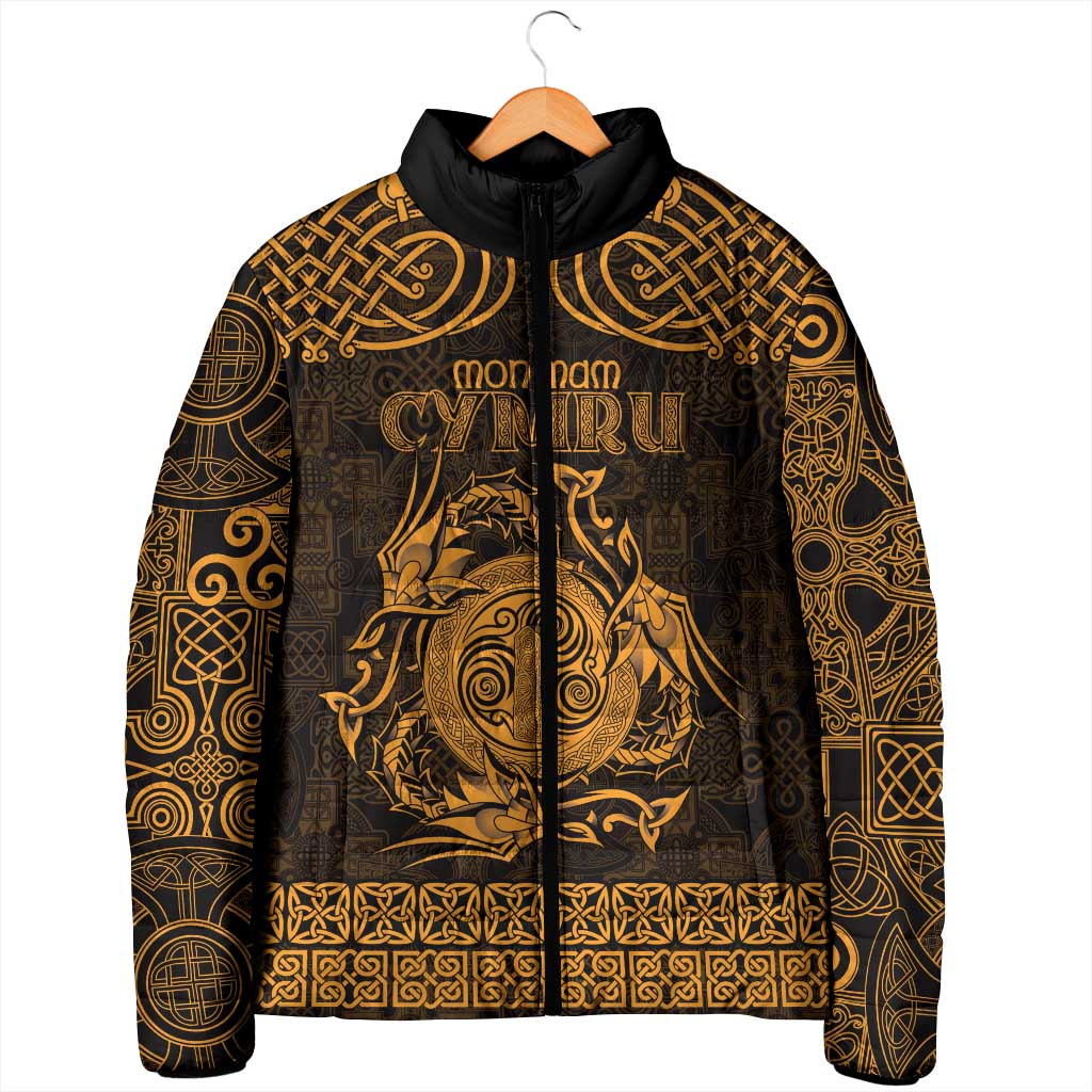 Personalized Anglesey Ynys Mon Padded Jacket Gold Standing Stone Celtic-inspired - Wonder Print Shop