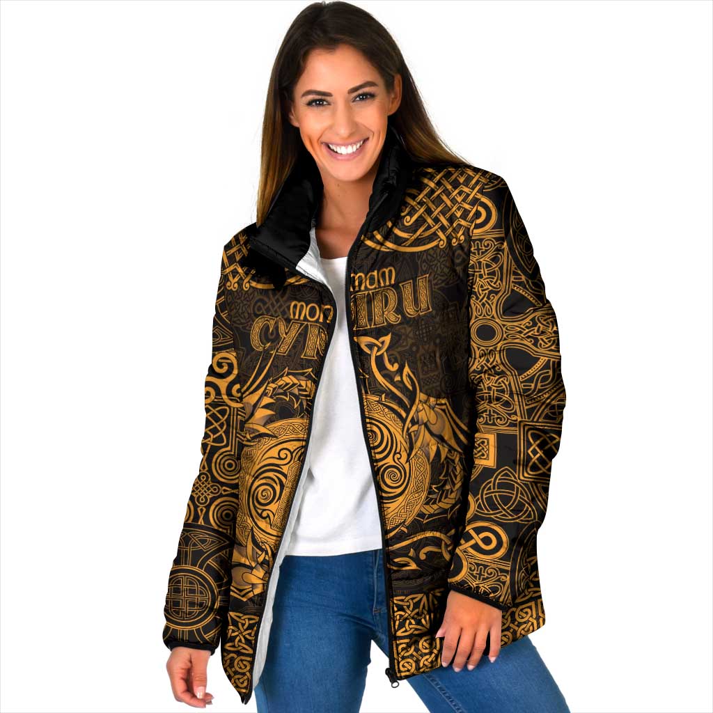 Personalized Anglesey Ynys Mon Padded Jacket Gold Standing Stone Celtic-inspired - Wonder Print Shop