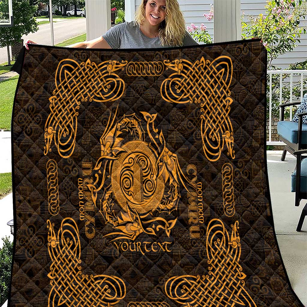 Personalized Anglesey Ynys Mon Quilt Gold Standing Stone Celtic-inspired - Wonder Print Shop