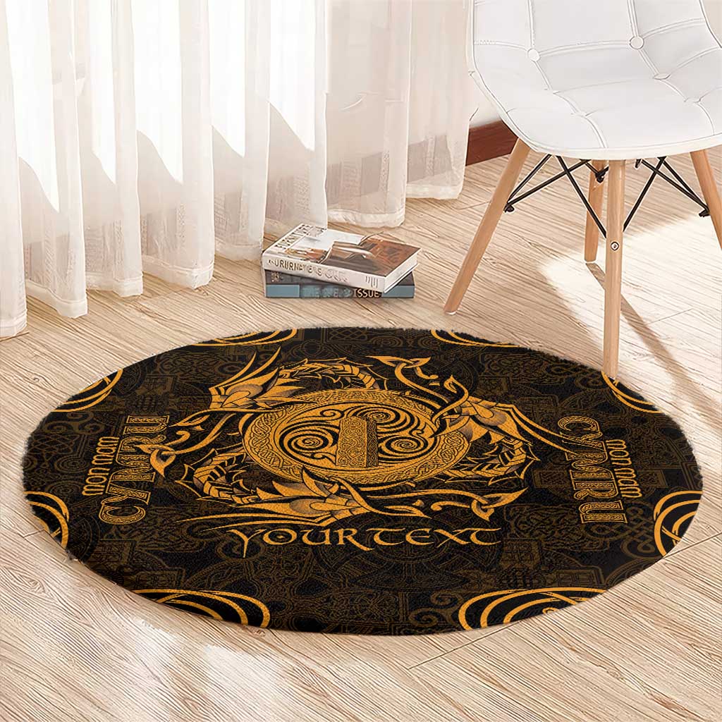 Personalized Anglesey Ynys Mon Round Carpet Gold Standing Stone Celtic-inspired - Wonder Print Shop