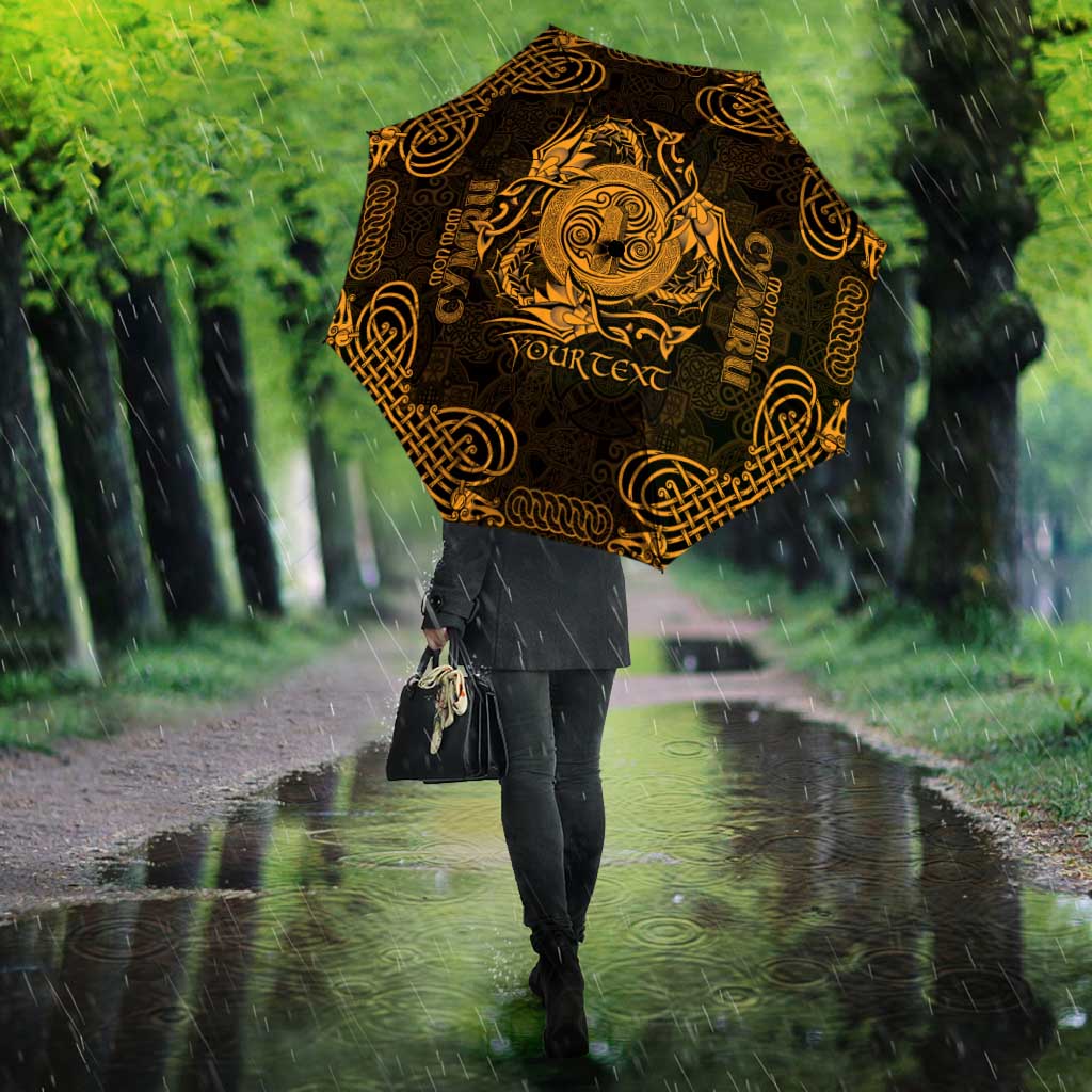 Personalized Anglesey Ynys Mon Umbrella Gold Standing Stone Celtic-inspired - Wonder Print Shop