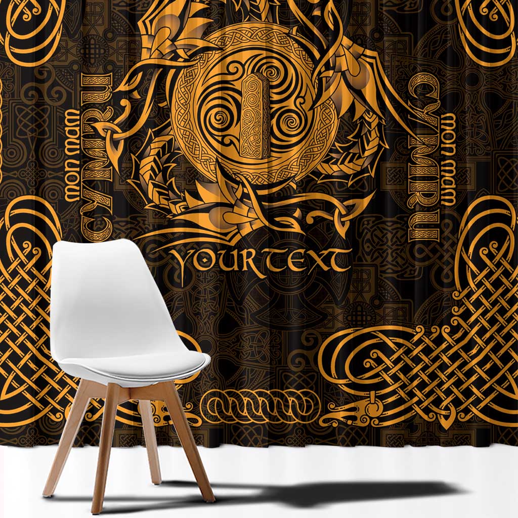 Personalized Anglesey Ynys Mon Window Curtain Gold Standing Stone Celtic-inspired - Wonder Print Shop