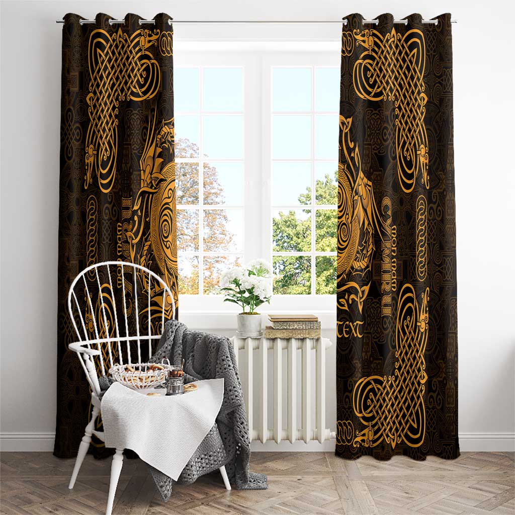Personalized Anglesey Ynys Mon Window Curtain Gold Standing Stone Celtic-inspired - Wonder Print Shop