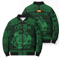 Personalized Anglesey Ynys Mon Bomber Puffer Jacket Green Standing Stone Celtic-inspired - Wonder Print Shop