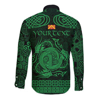 Personalized Anglesey Ynys Mon Long Sleeve Button Shirt Green Standing Stone Celtic-inspired - Wonder Print Shop