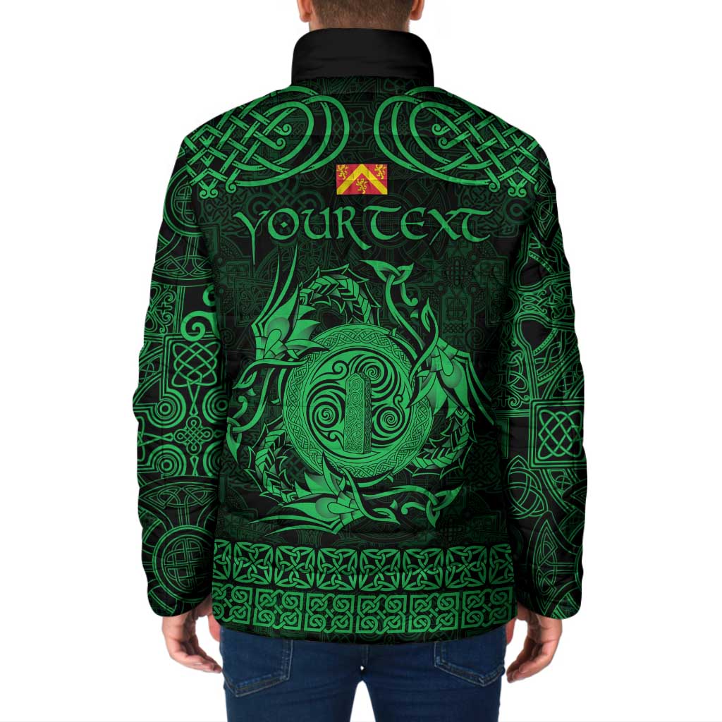 Personalized Anglesey Ynys Mon Padded Jacket Green Standing Stone Celtic-inspired - Wonder Print Shop
