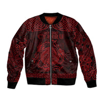 Personalized Anglesey Ynys Mon Bomber Jacket Red Standing Stone Celtic-inspired - Wonder Print Shop