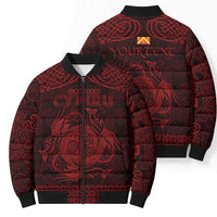 Personalized Anglesey Ynys Mon Bomber Puffer Jacket Red Standing Stone Celtic-inspired - Wonder Print Shop