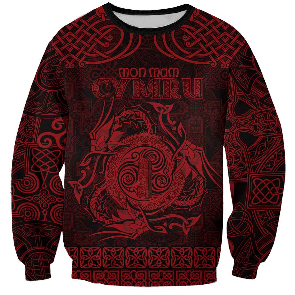 Personalized Anglesey Ynys Mon Sweatshirt Red Standing Stone Celtic-inspired - Wonder Print Shop
