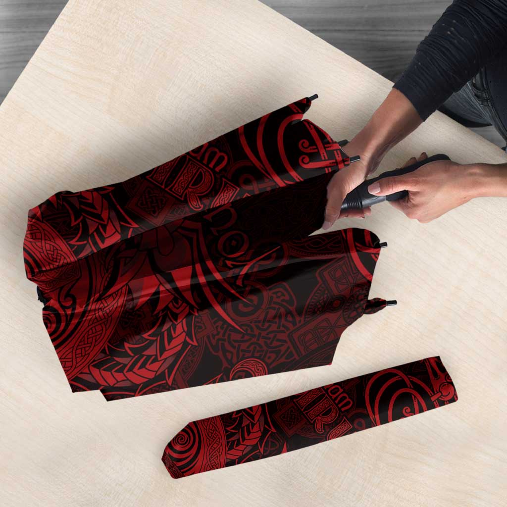 Personalized Anglesey Ynys Mon Umbrella Red Standing Stone Celtic-inspired - Wonder Print Shop