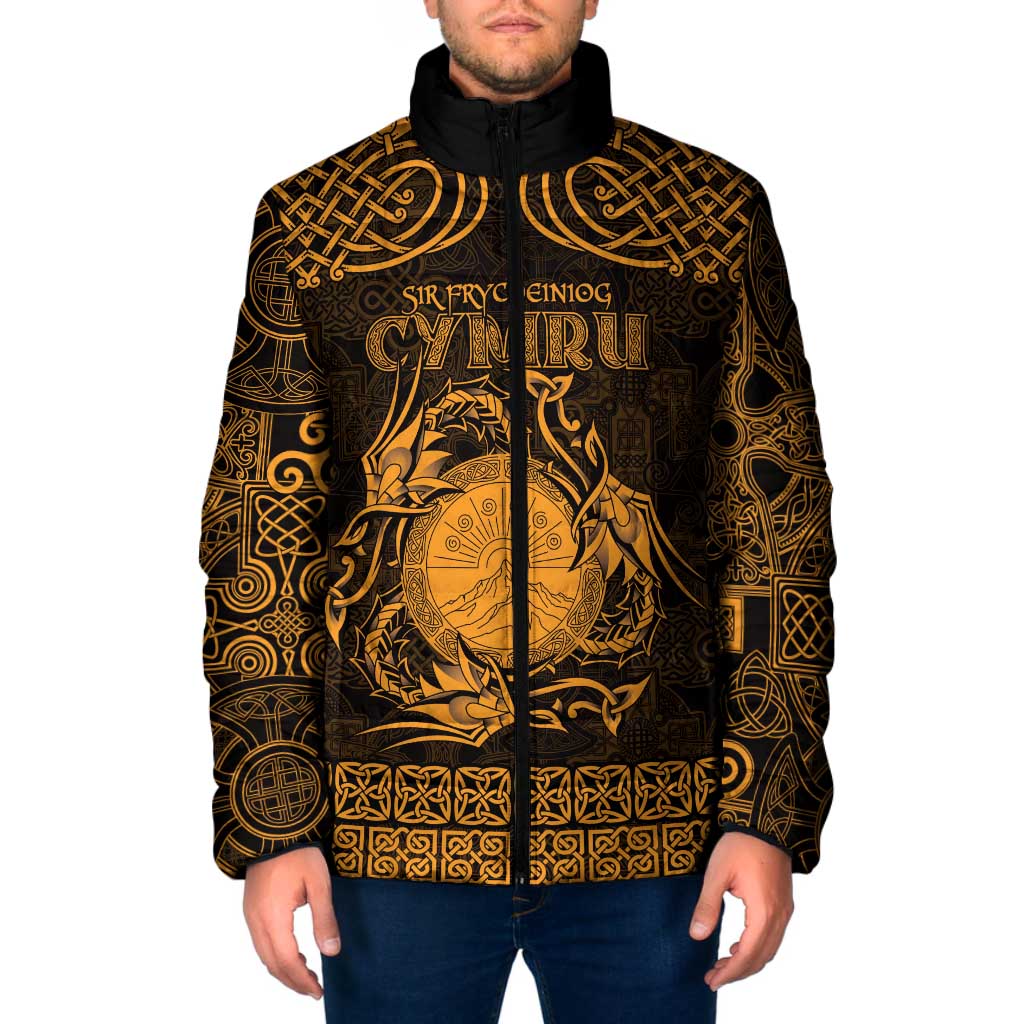 Personalized Brecknockshire Sir Frycheiniog Padded Jacket Gold Brecon Beacons Mountain Celtic-inspired - Wonder Print Shop
