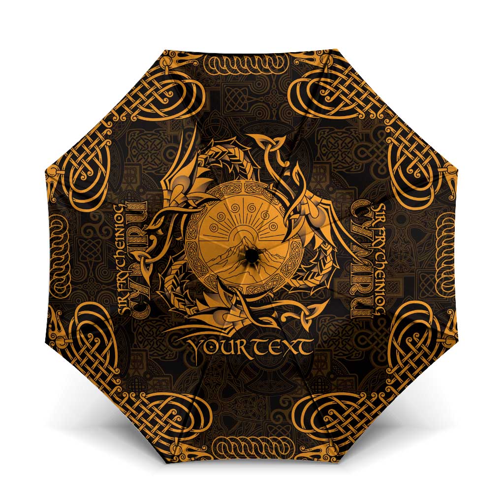 Personalized Brecknockshire Sir Frycheiniog Umbrella Gold Brecon Beacons Mountain Celtic-inspired - Wonder Print Shop
