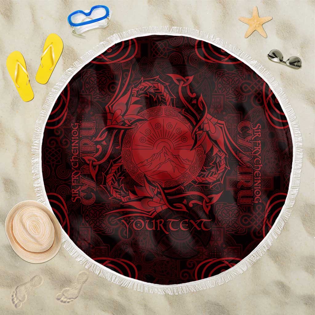 Personalized Brecknockshire Sir Frycheiniog Beach Blanket Red Brecon Beacons Mountain Celtic-inspired - Wonder Print Shop