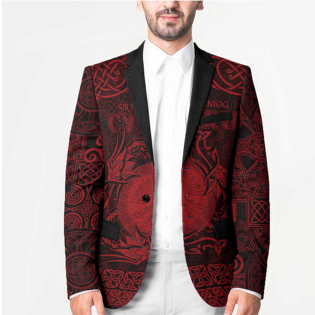 Personalized Brecknockshire Sir Frycheiniog Blazer Red Brecon Beacons Mountain Celtic-inspired - Wonder Print Shop