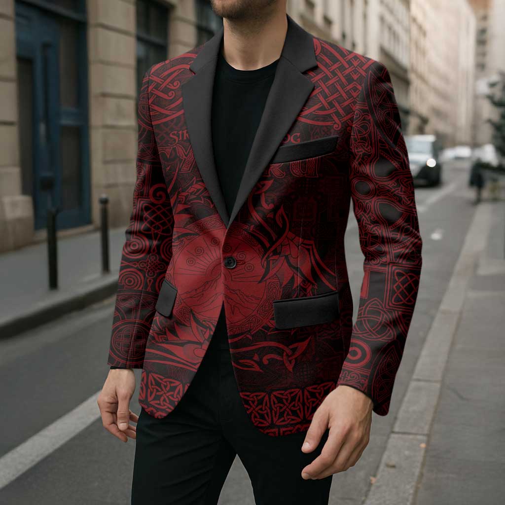 Personalized Brecknockshire Sir Frycheiniog Blazer Red Brecon Beacons Mountain Celtic-inspired - Wonder Print Shop