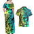 Malampa Fiji Day Couples Matching Off Shoulder Maxi Dress and Hawaiian Shirt Vanuatu Sand Drawing With Polynesian Pattern LT9 - Wonder Print Shop