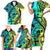 Malampa Fiji Day Family Matching Short Sleeve Bodycon Dress and Hawaiian Shirt Vanuatu Sand Drawing With Polynesian Pattern - Wonder Print Shop