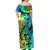 Malampa Fiji Day Off Shoulder Maxi Dress Vanuatu Sand Drawing With Polynesian Pattern - Wonder Print Shop