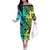 Malampa Fiji Day Off The Shoulder Long Sleeve Dress Vanuatu Sand Drawing With Polynesian Pattern - Wonder Print Shop