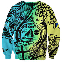Multicolor unisex crewneck sweatshirt with Polynesian tribal graphic print