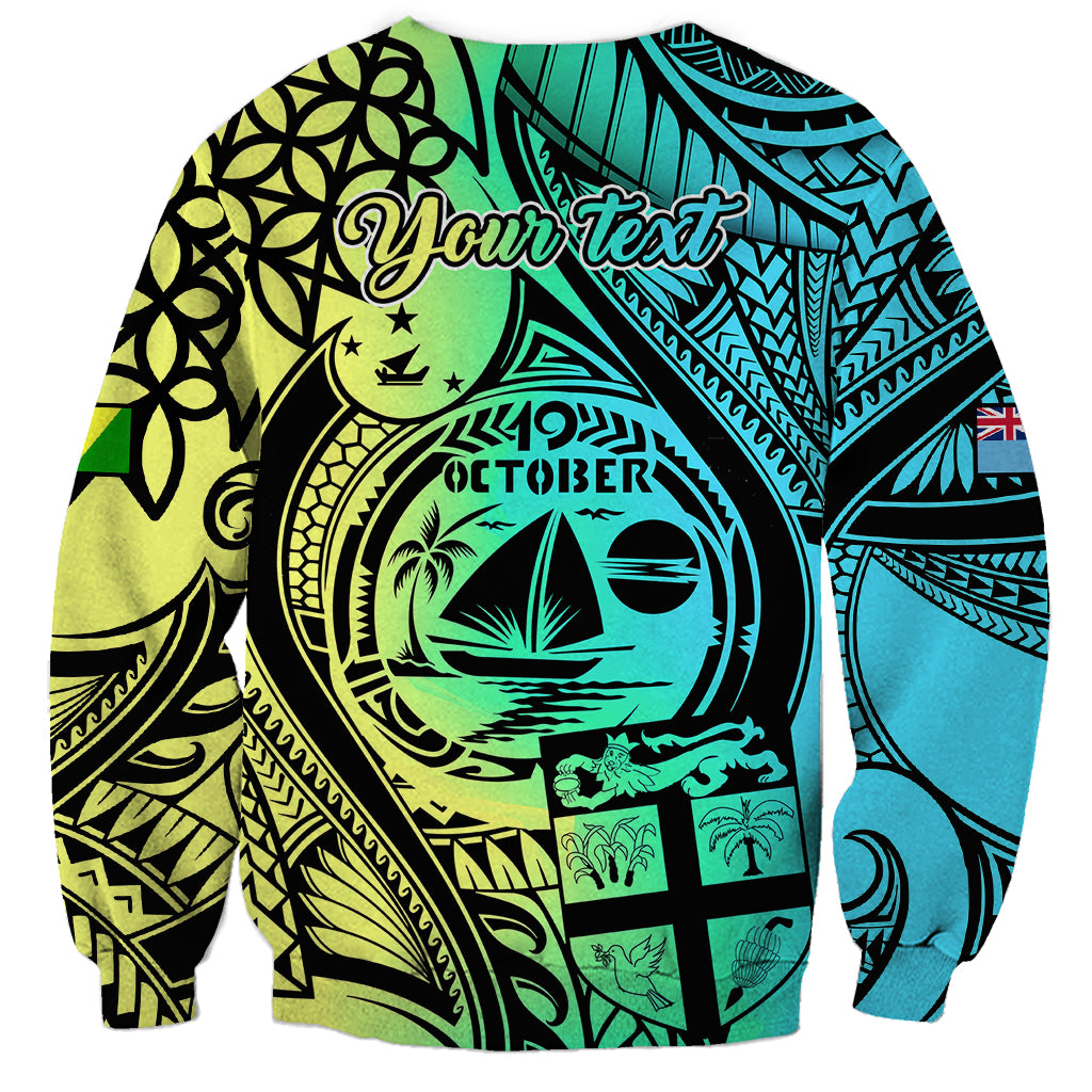 Multicolor unisex crewneck sweatshirt with large Polynesian sailboat graphic