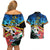 Torba Vanuatu Couples Matching Off Shoulder Short Dress and Hawaiian Shirt Sand Drawing With Polynesian Pattern LT9 - Wonder Print Shop