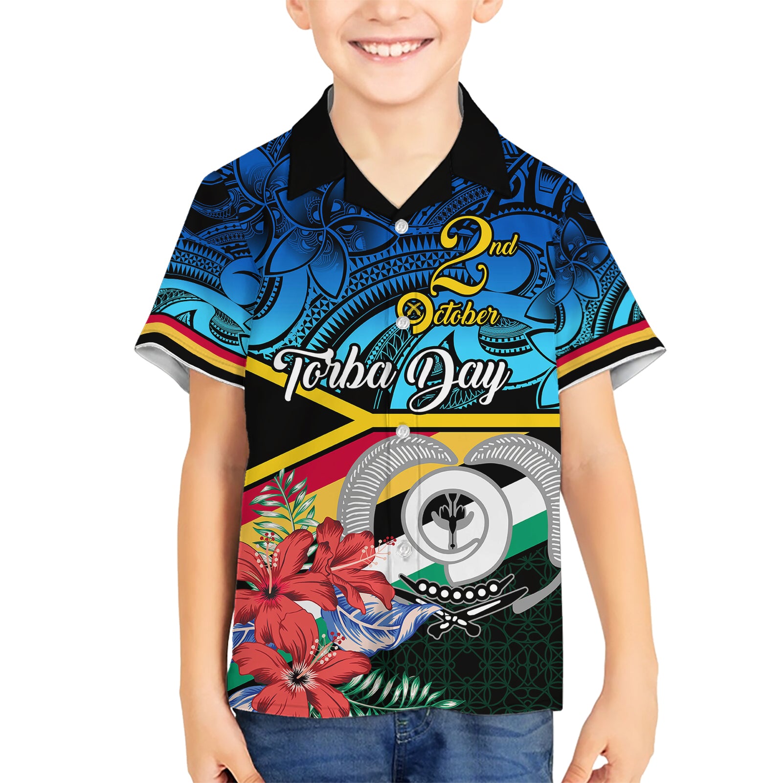 Torba Vanuatu Kid Hawaiian Shirt Sand Drawing With Polynesian Pattern - Wonder Print Shop