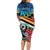 Personalised Torba Vanuatu Long Sleeve Bodycon Dress Sand Drawing With Polynesian Pattern - Wonder Print Shop