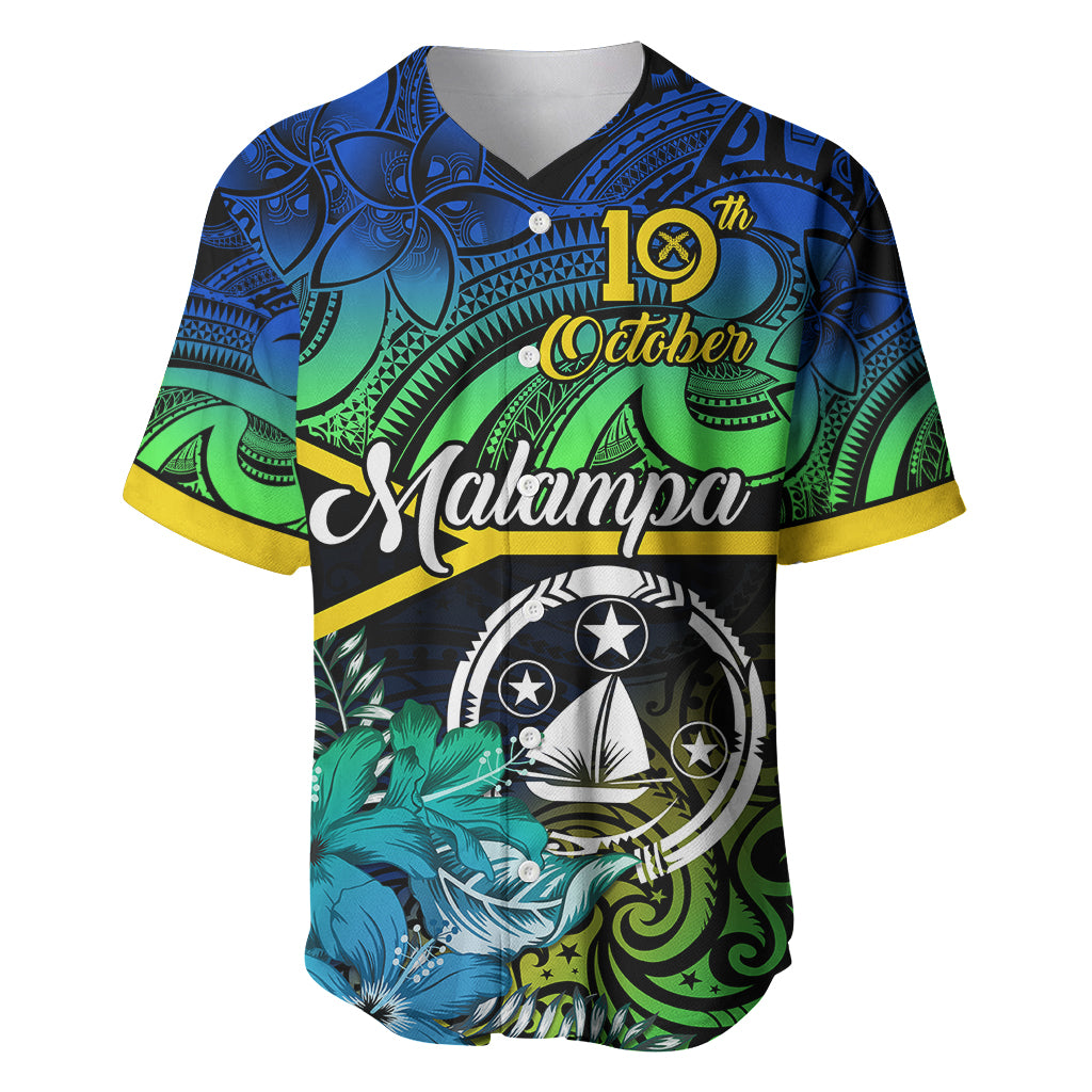 Malampa Day Baseball Jersey Vanuatu Flowers with Malampa Emblem Tribal Pattern LT9 - Wonder Print Shop