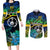 Malampa Day Couples Matching Long Sleeve Bodycon Dress and Long Sleeve Button Shirts Vanuatu Flowers with Malampa Emblem Tribal Pattern LT9 - Wonder Print Shop