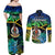 Malampa Day Couples Matching Off Shoulder Maxi Dress and Long Sleeve Button Shirts Vanuatu Flowers with Malampa Emblem Tribal Pattern LT9 - Wonder Print Shop