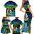 Malampa Day Family Matching Short Sleeve Bodycon Dress and Hawaiian Shirt Vanuatu Flowers with Malampa Emblem Tribal Pattern - Wonder Print Shop