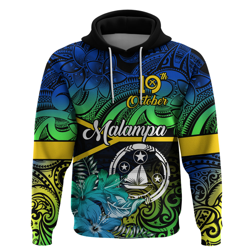 Malampa Day Hoodie Vanuatu Flowers with Malampa Emblem Tribal Pattern - Wonder Print Shop