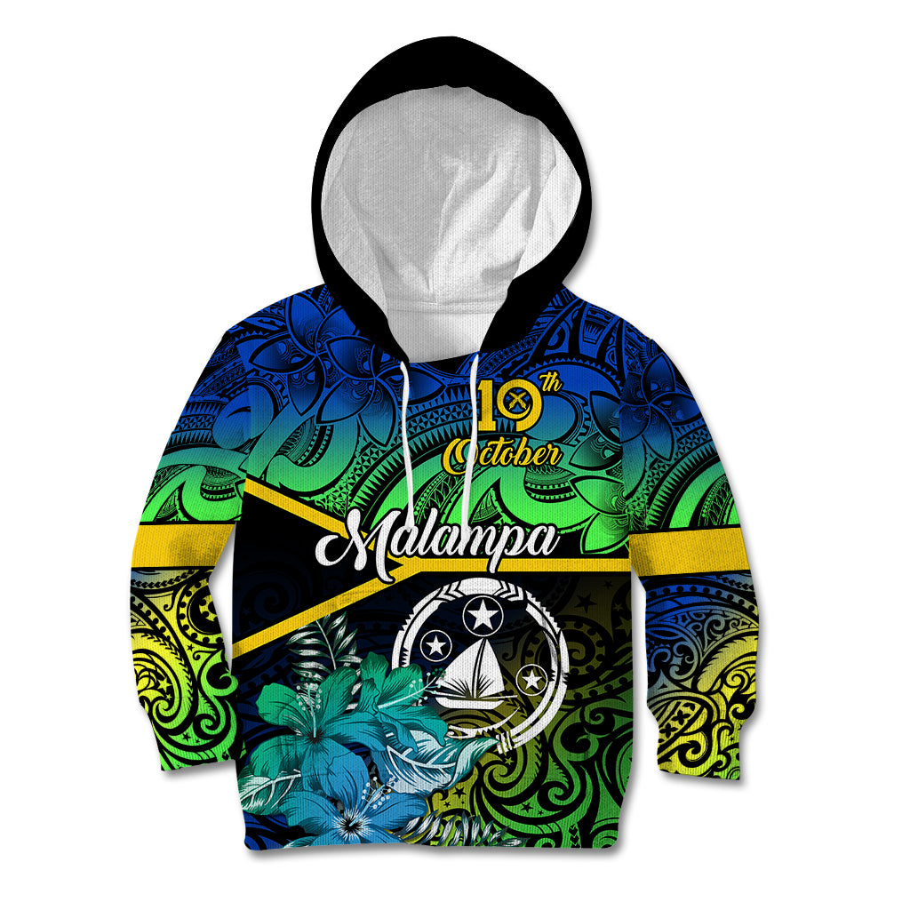 Malampa Day Kid Hoodie Vanuatu Flowers with Malampa Emblem Tribal Pattern - Wonder Print Shop