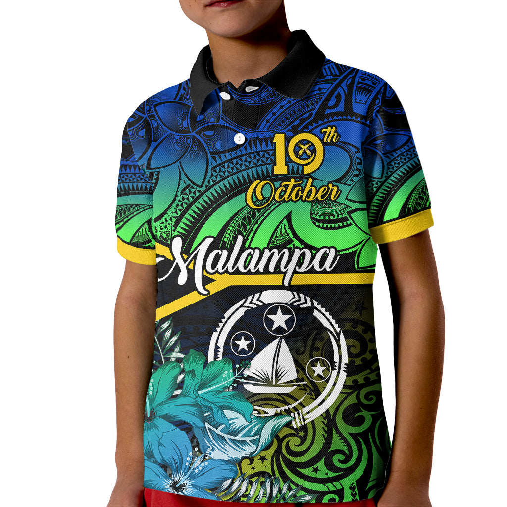 Malampa Day Kid Polo Shirt Vanuatu Flowers with Malampa Emblem Tribal Pattern - Wonder Print Shop