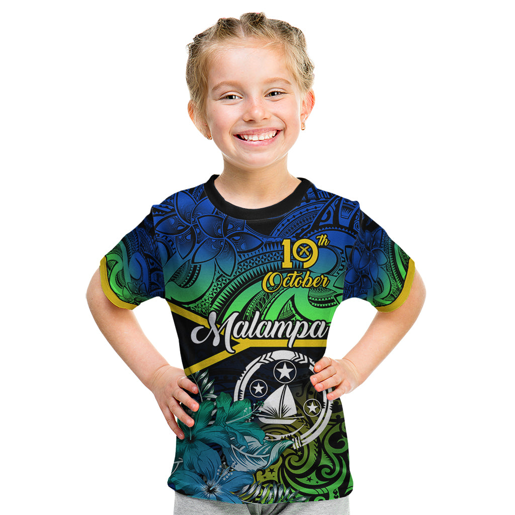 Malampa Day Kid T Shirt Vanuatu Flowers with Malampa Emblem Tribal Pattern - Wonder Print Shop